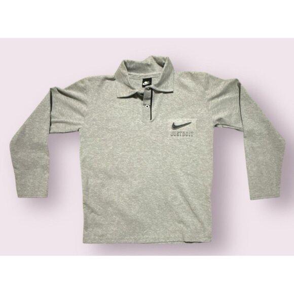 Nike Other - Nike Shirt Mens M Grey Long Sleeve Polo Raised Logo Just Do It
